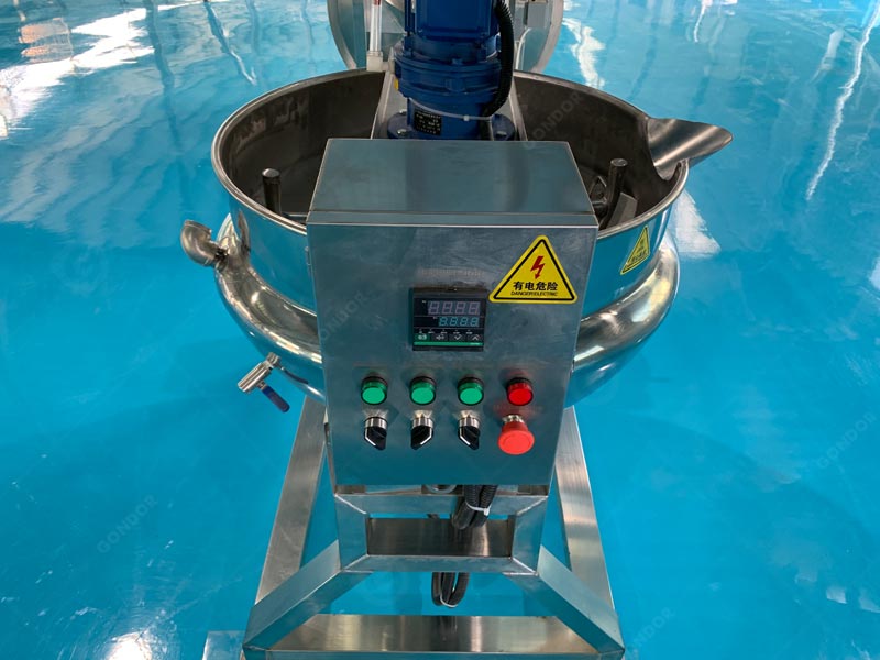 Industrial steam jacketed kettle with agitator & scraping blades (no sticking)