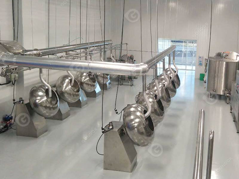 Automatic candy panning machine for chocolate-covered candies (round/oval shapes)
